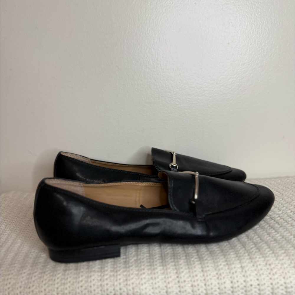Rachel Zoe Black Faux Leather Slip-On Loafers with silver  Bit Detail size 9.5 - Picture 8 of 12